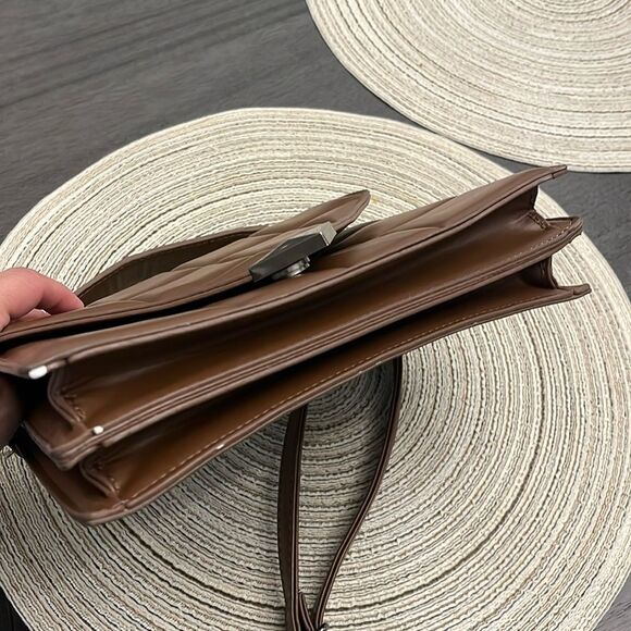 Fashion Rhombus brown‎ quilted crossbody shoulder bag - Picture 16 of 16